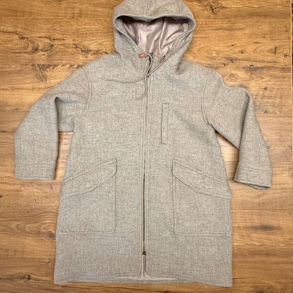 NWOT Madewell‎ Lynnford XL Wool Hooded Coat in Insuluxe Fabric Shiitake Melange - Picture 1 of 8